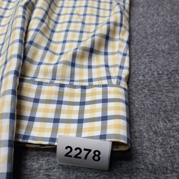 Duluth Trading Co Shirt Mens Large Yellow Blue Plaid Button Down Casual Cotton - Picture 8 of 8